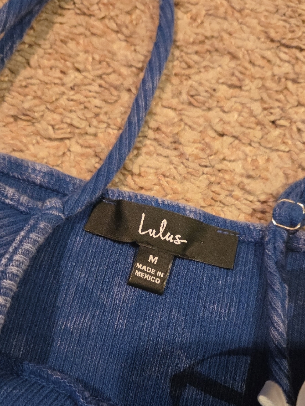 Lulus Simply Pretty Washed Blue Ribbed Pleated Sleeveless Mini Dress - Size M - Picture 4 of 5